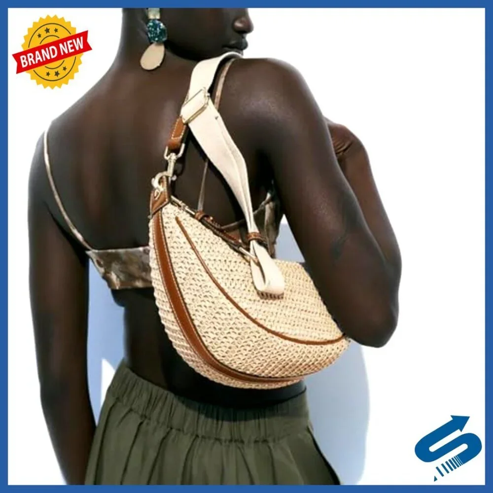 Straw Woven Hobo Crossbody Bag Adjustable Strap Summer Beach Boho Chic